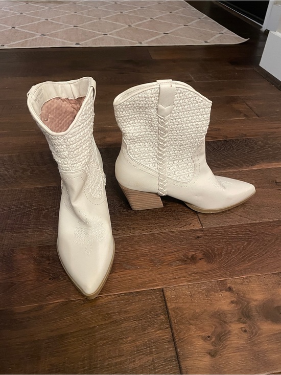DV by Dolce Vita Shoes - DV by Dolce Vita Cream Woven Western Ankle Boots
